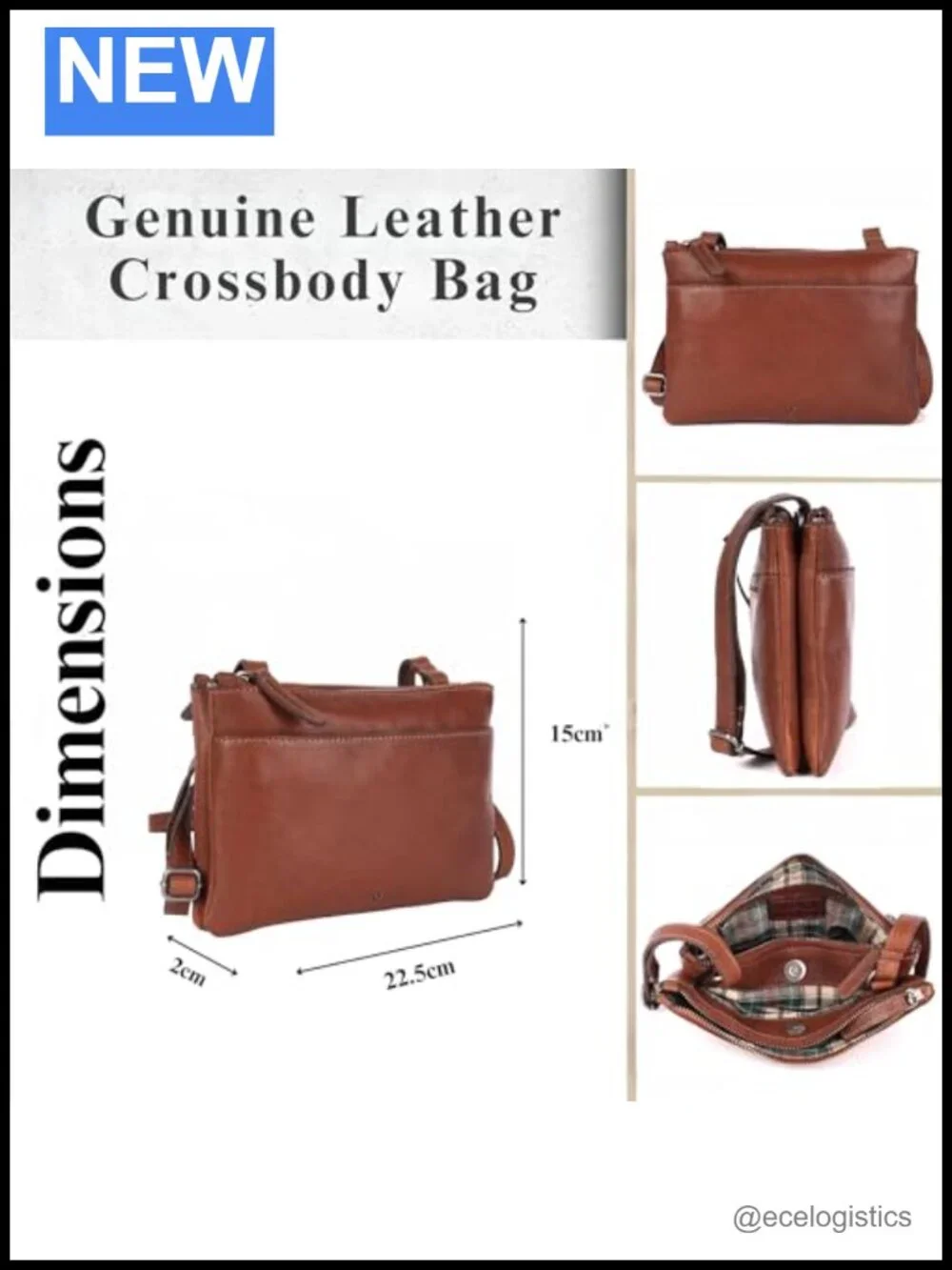 Genuine Leather Crossbody Sling Bag for Women with Adjustable Strap